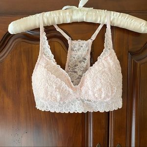 Aerie Pink Lace Razorback Padded Bralette